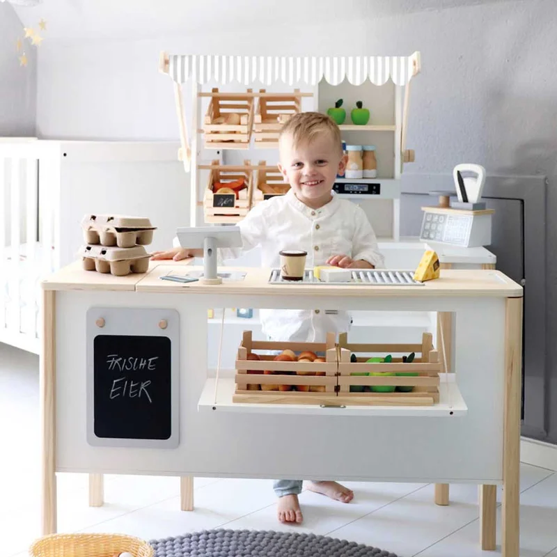 Small Foot Shop for play, with accessories, wooden, 106 x 40 x 106 cm