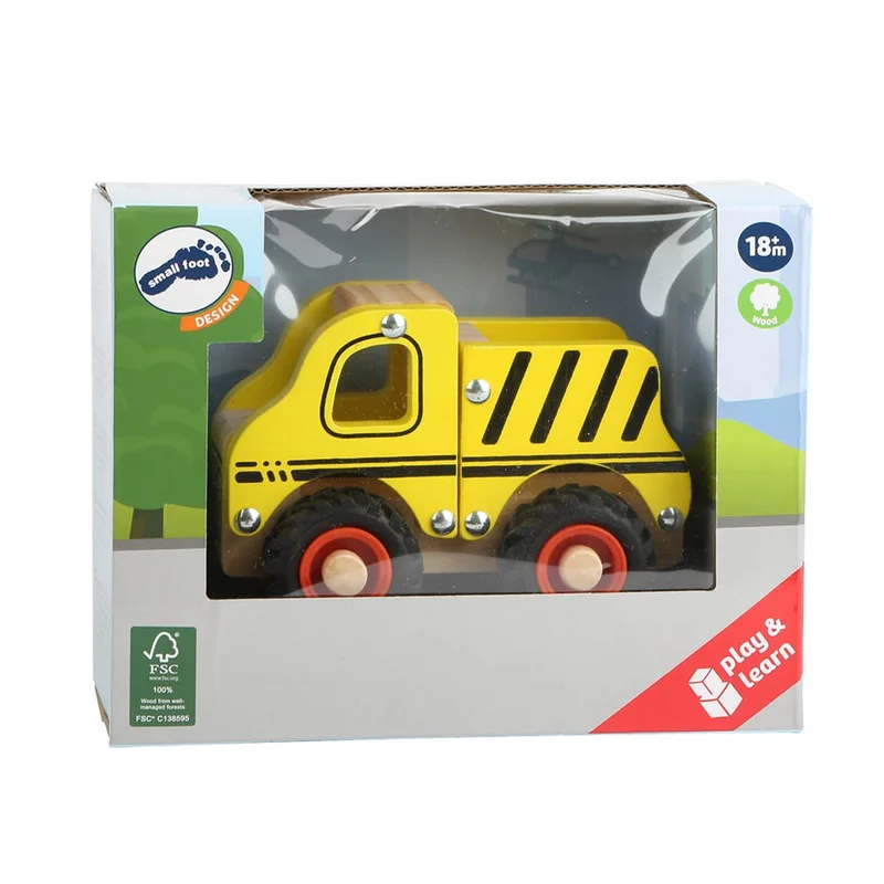 Small Foot Truck, wooden, yellow, 13 x 7 x 10 cm