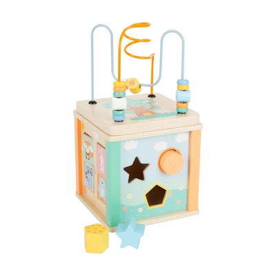 Small Foot Multi-Activity Cube, wooden, pastel colours