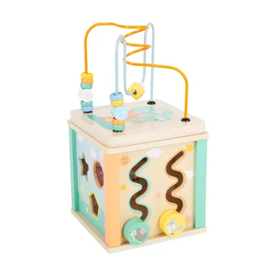 Small Foot Multi-Activity Cube, wooden, pastel colours