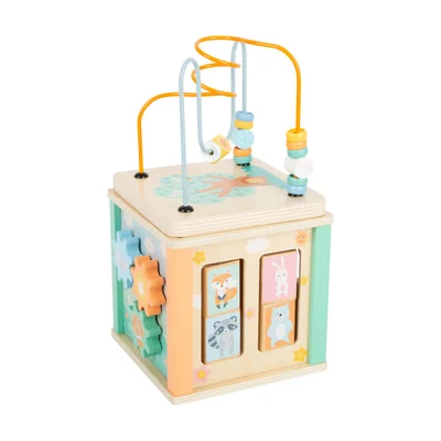 Small Foot Multi-Activity Cube, wooden, pastel colours