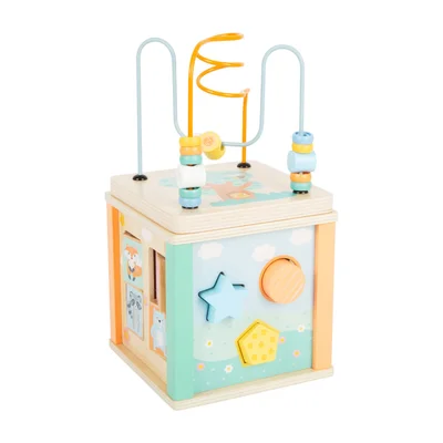 Small Foot Multi-Activity Cube, wooden, pastel colours
