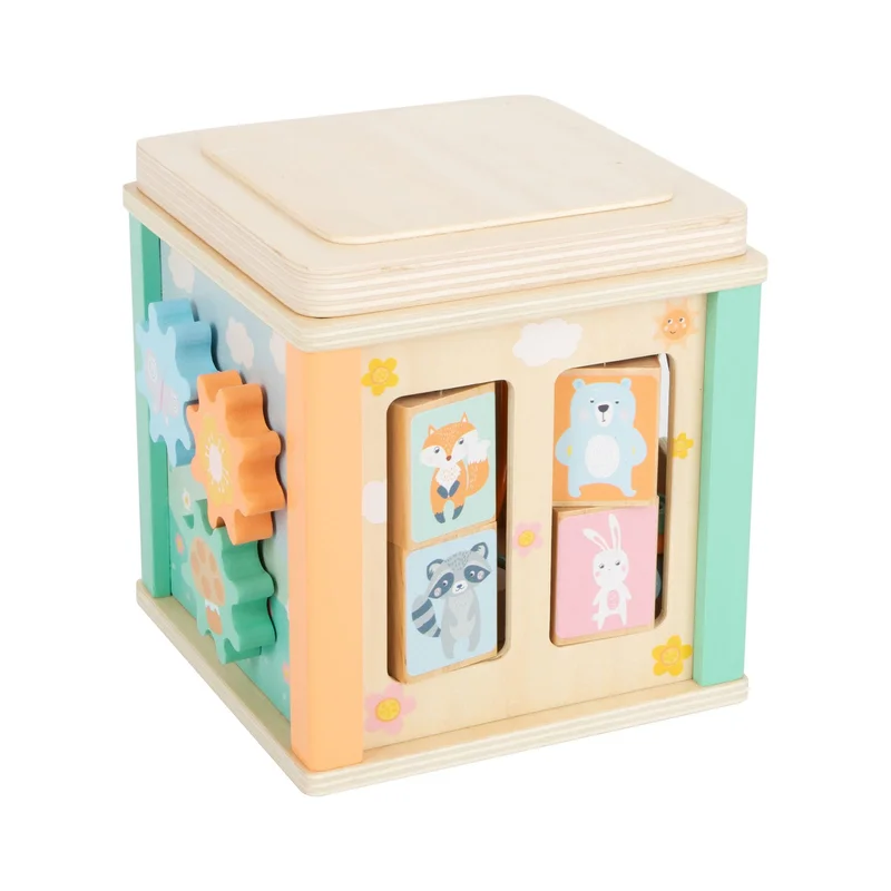 Small Foot Multi-Activity Cube, wooden, pastel colours