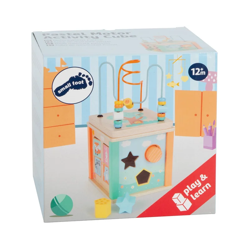 Small Foot Multi-Activity Cube, wooden, pastel colours