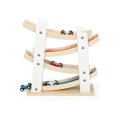 Small Foot Race Track, Wooden, with Four Cars, 25 x 10 x 27 cm