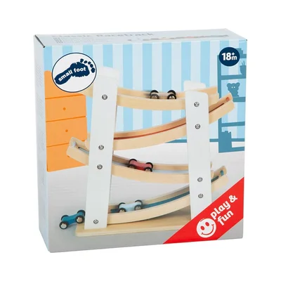 Small Foot Race Track, Wooden, with Four Cars, 25 x 10 x 27 cm
