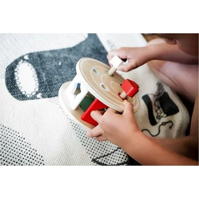 Small Foot Pull-along Toy Snail, with shape sorter, wooden