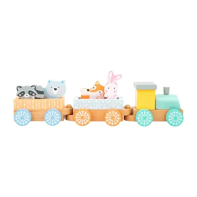 Small Foot Train, wooden, in pastel colors, 9 pieces