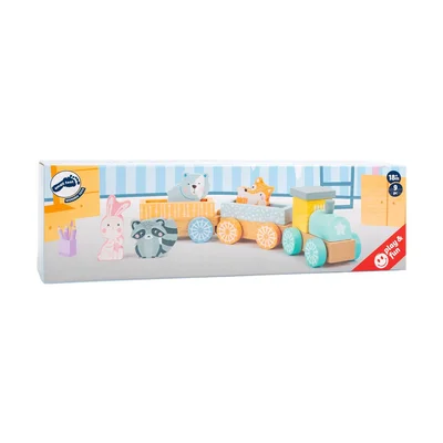 Small Foot Train, wooden, in pastel colors, 9 pieces