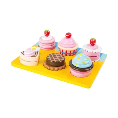 Small Foot Cupcakes and cakes set for cutting, wooden, 13 pieces