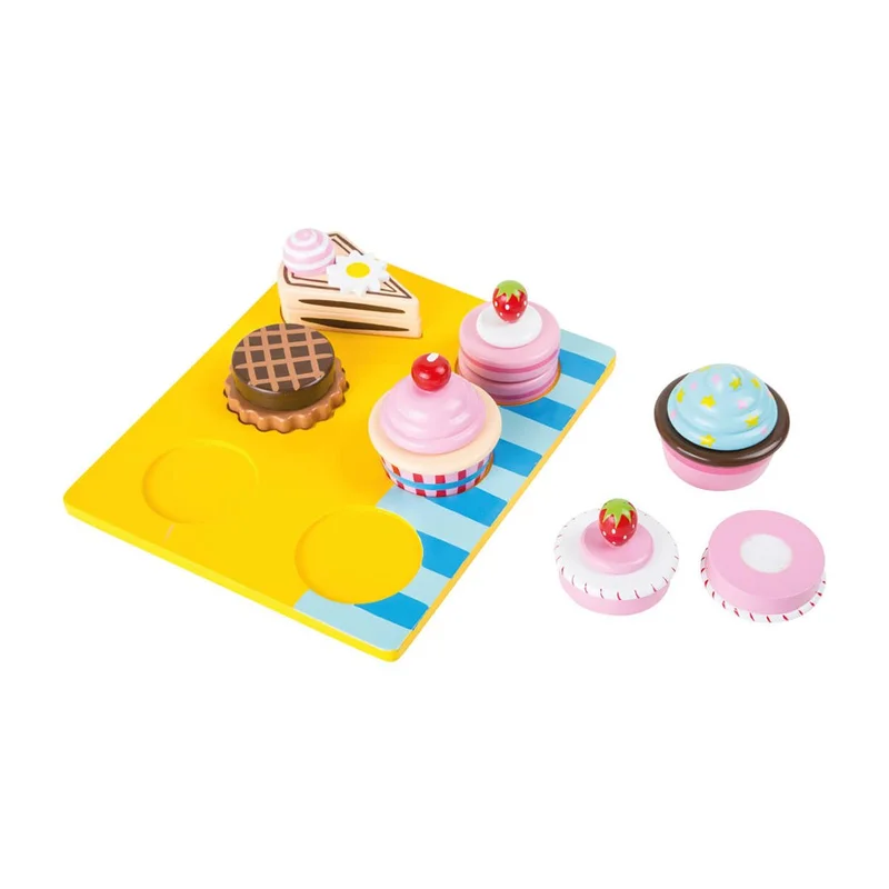 Small Foot Cupcakes and cakes set for cutting, wooden, 13 pieces