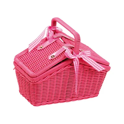 Small Foot Picnic Basket, with tea set, pink
