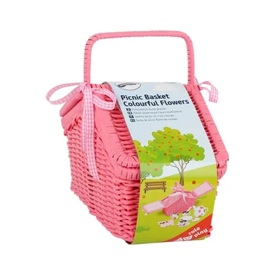 Small Foot Picnic Basket, with tea set, pink