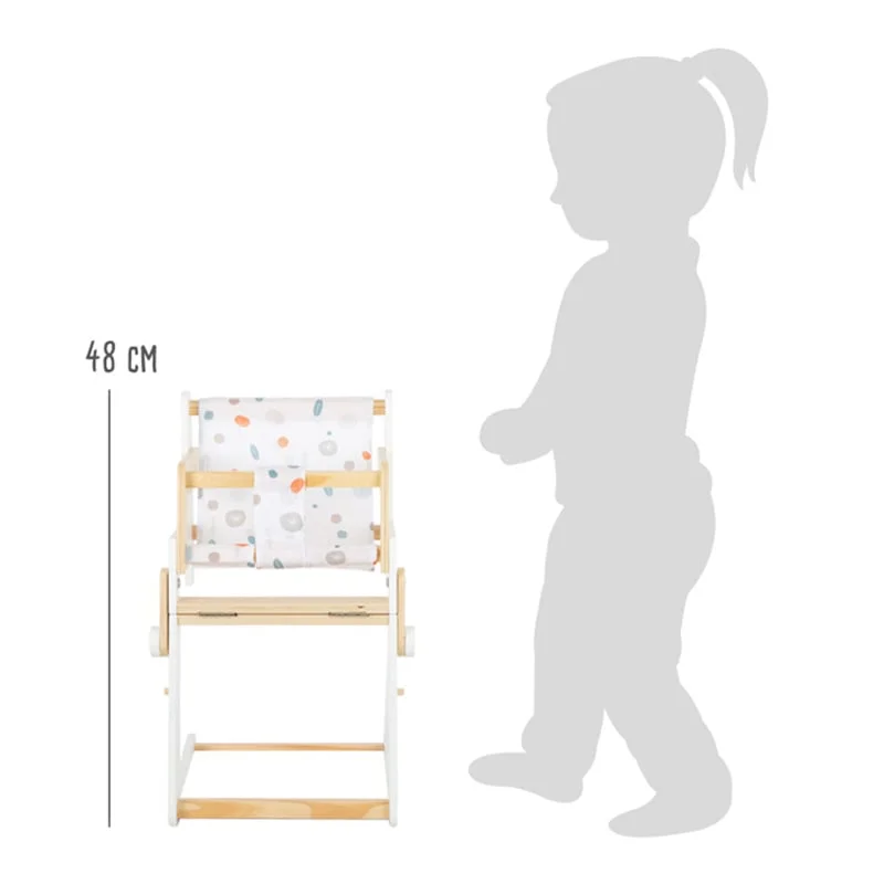 Small Foot High Chair for Dolls, wooden, 26 x 28 x 48 cm