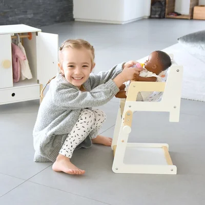 Small Foot High Chair for Dolls, wooden, 26 x 28 x 48 cm