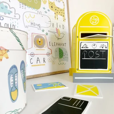 Small Foot Mailbox, wooden, with accessories, 18 x 15 x 30 cm