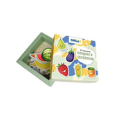 Office 1 Fruit and Vegetable Magnets Set, 27 Pieces, in Box