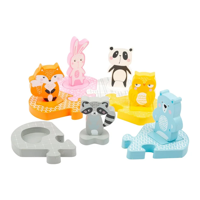 Small Foot Puzzle Animals, pastel colors, 12 pcs