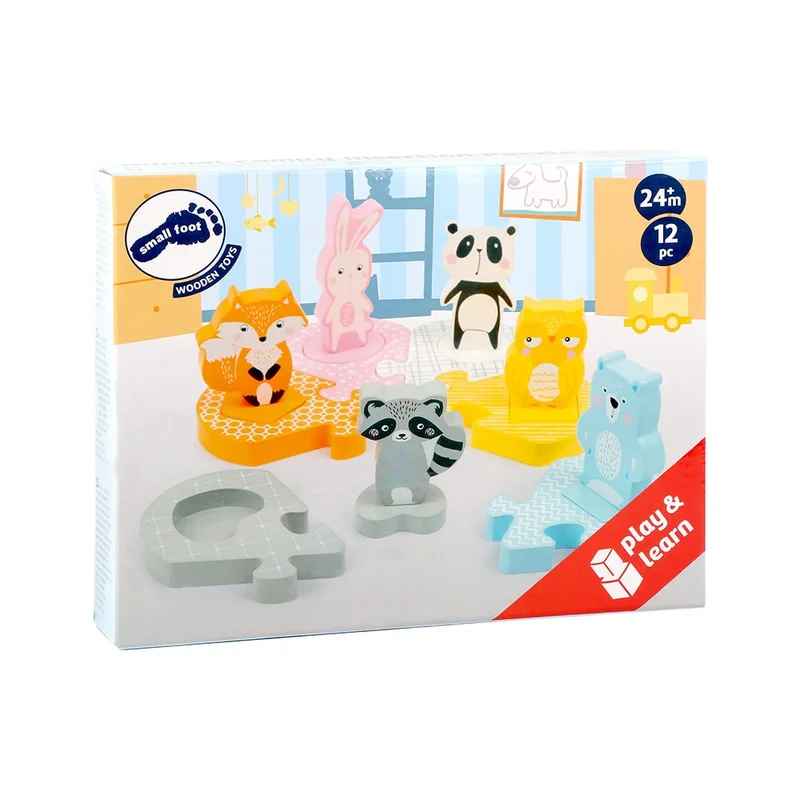Small Foot Puzzle Animals, pastel colors, 12 pcs