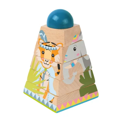 Small Foot Jungle tower, stacking shapes, wooden, 6 pcs