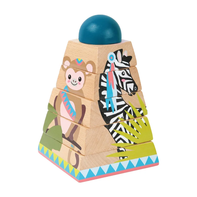 Small Foot Jungle tower, stacking shapes, wooden, 6 pcs
