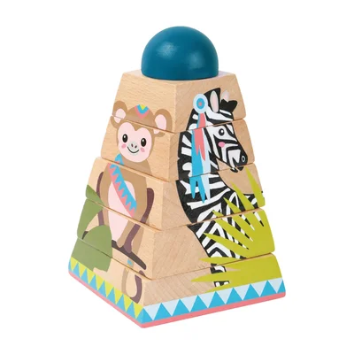 Small Foot Jungle tower, stacking shapes, wooden, 6 pcs