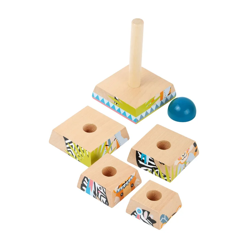 Small Foot Jungle tower, stacking shapes, wooden, 6 pcs