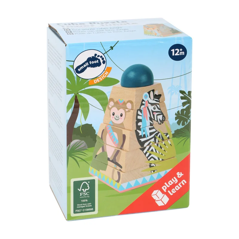 Small Foot Jungle tower, stacking shapes, wooden, 6 pcs