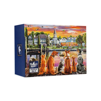 Mini puzzle Black Sea - Dogs on the quay, 54 pieces