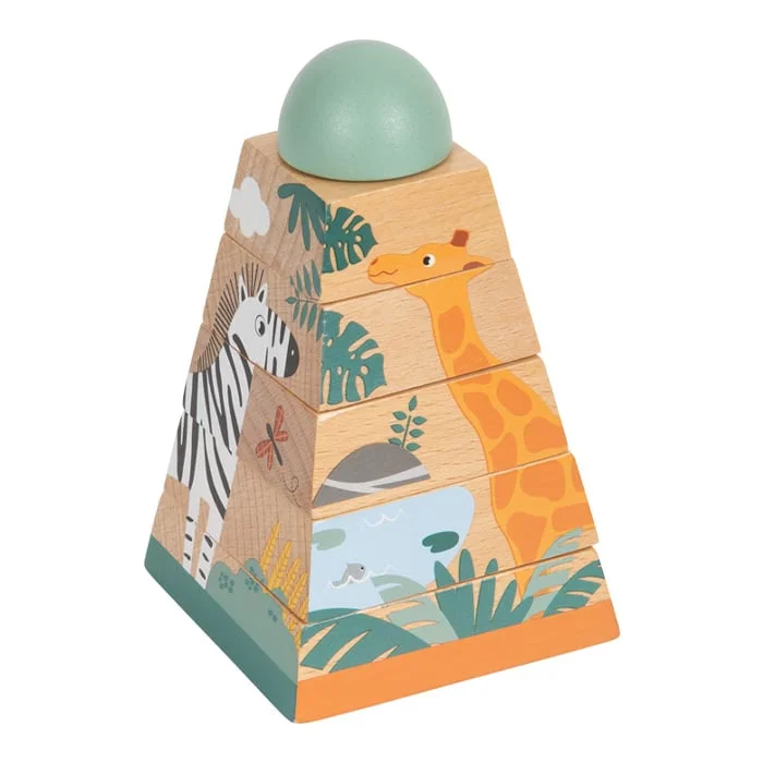 Small Foot Puzzle tower Safari, wooden, 6 pieces