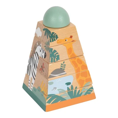 Small Foot Puzzle tower Safari, wooden, 6 pieces