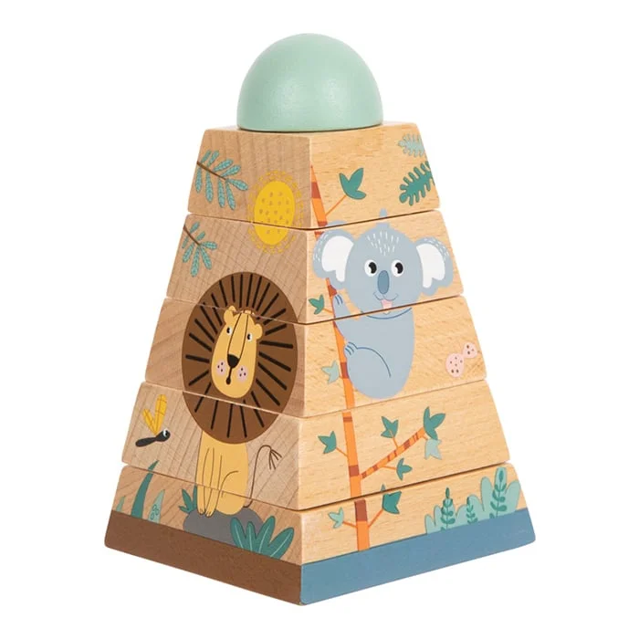 Small Foot Puzzle tower Safari, wooden, 6 pieces