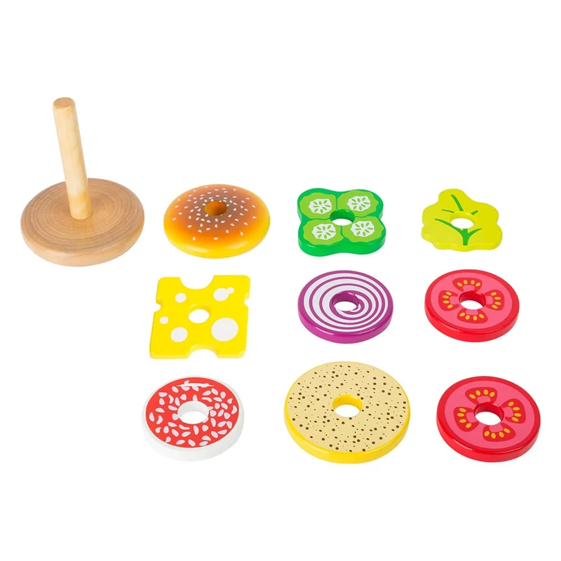 Small Foot Burger, wooden, 10 pcs
