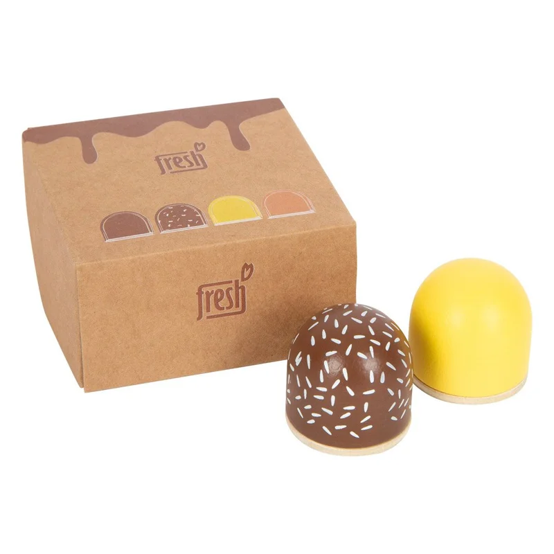 Small Foot Box with chocolate marshmallows, wooden