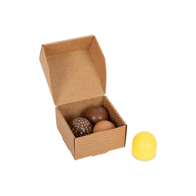 Small Foot Box with chocolate marshmallows, wooden