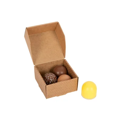 Small Foot Box with chocolate marshmallows, wooden