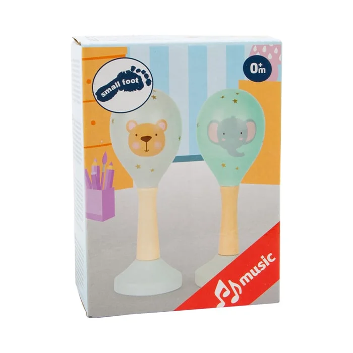 Small Foot Maracas, wooden, in pastel colors, 2 pieces