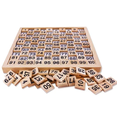 Board with 100 tiles, wooden, 215 x 215 x 15 mm