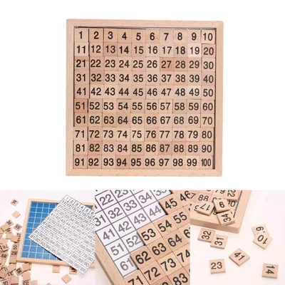 Board with 100 tiles, wooden, 215 x 215 x 15 mm