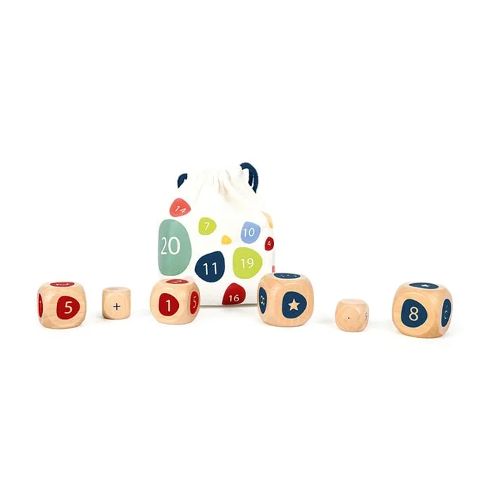 Small Foot Bags with dice Mathematics, 12 pieces in display