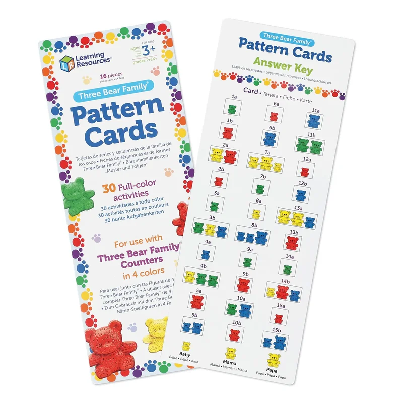 Learning Resources Counting family bears set, with 16 activity cards