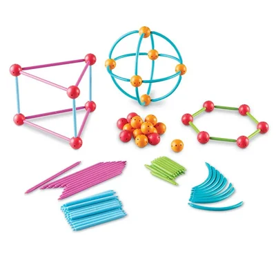 Learning Resources Комплект за изграждане на геометрични фигури, 170 части
