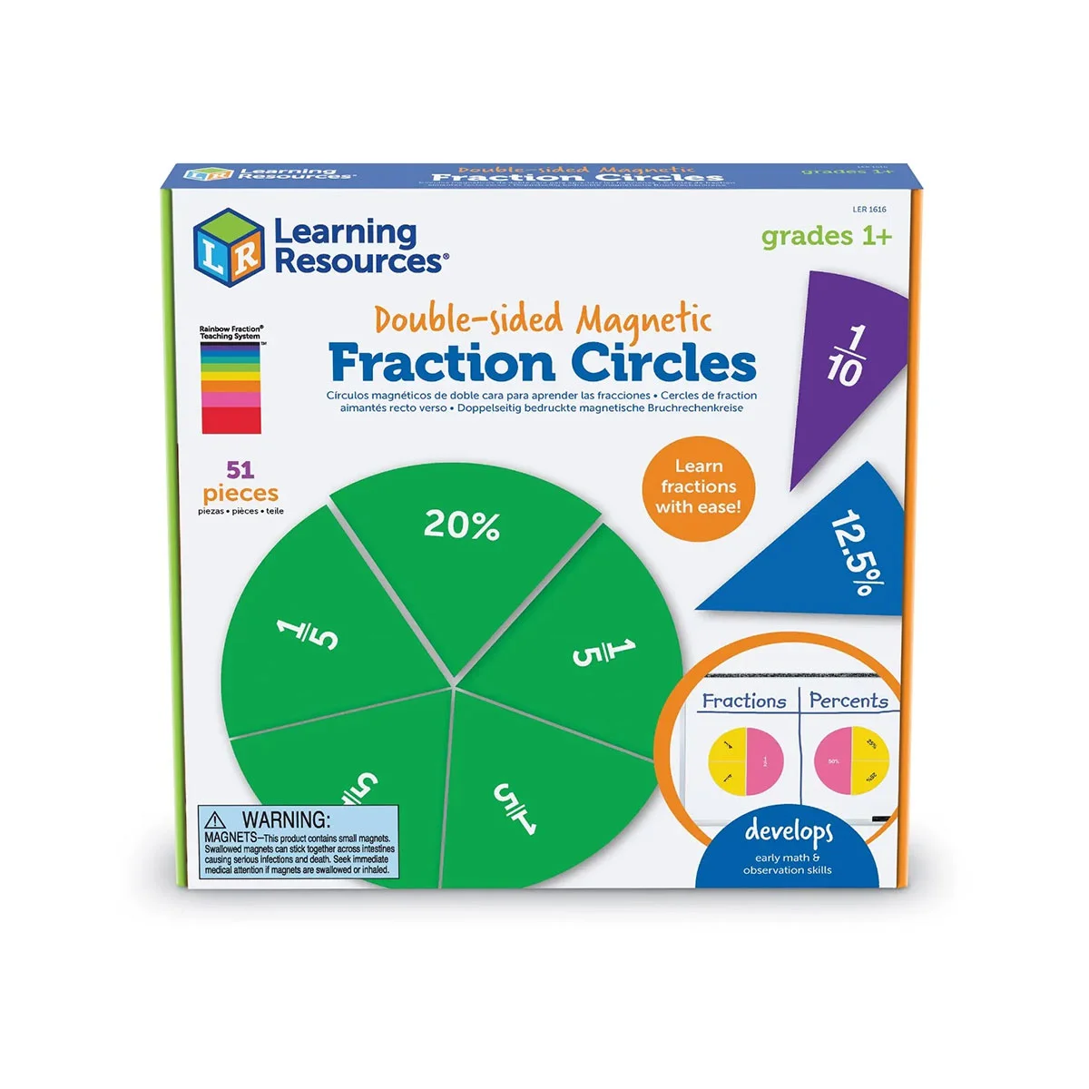 LER FRACTIONS CIRCLES DOUBLE-SIDED MAGNETIC