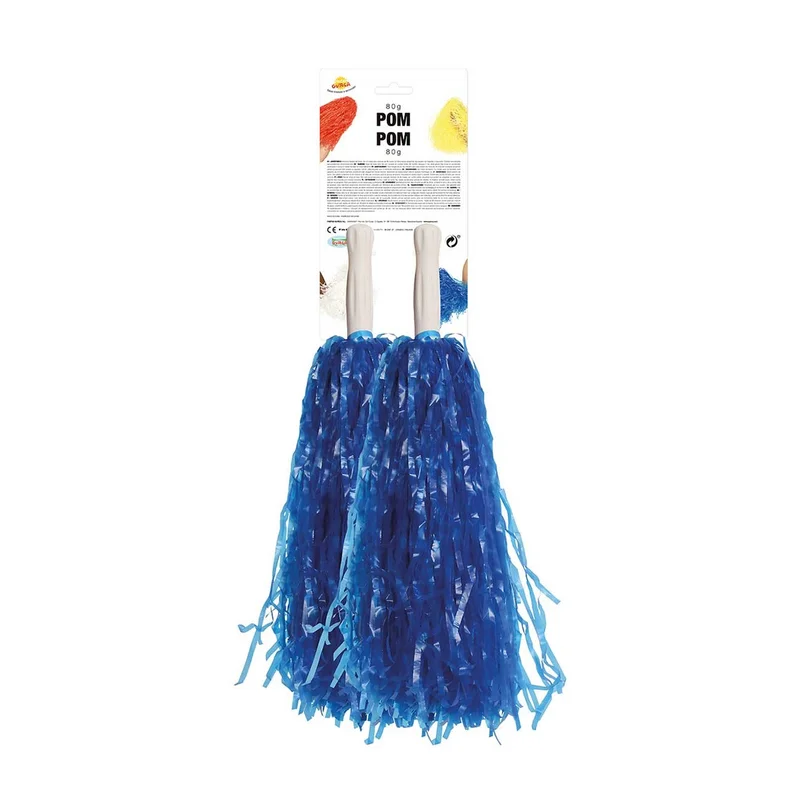Cheerleader pom-poms, 80 g, blue, 2 pcs