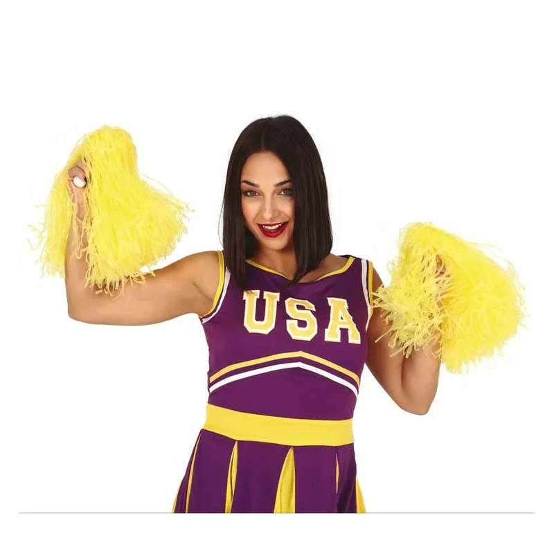 Cheerleading pompoms, 80 g, yellow, 2 pcs