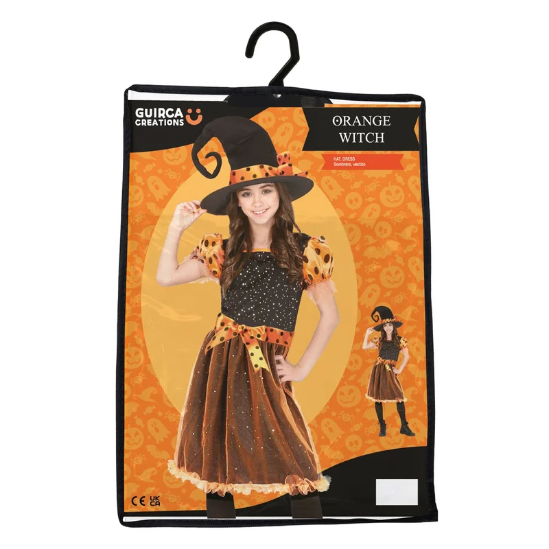 Witch costume, orange, for 5–6 year-old children