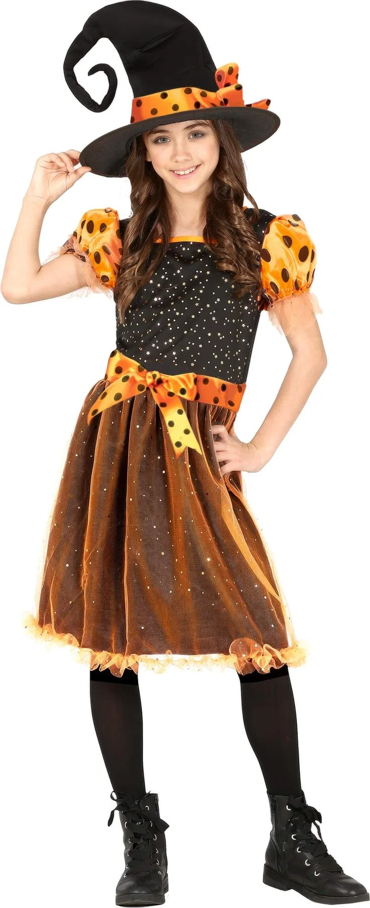 Witch Costume, orange, for children aged 10-12 years