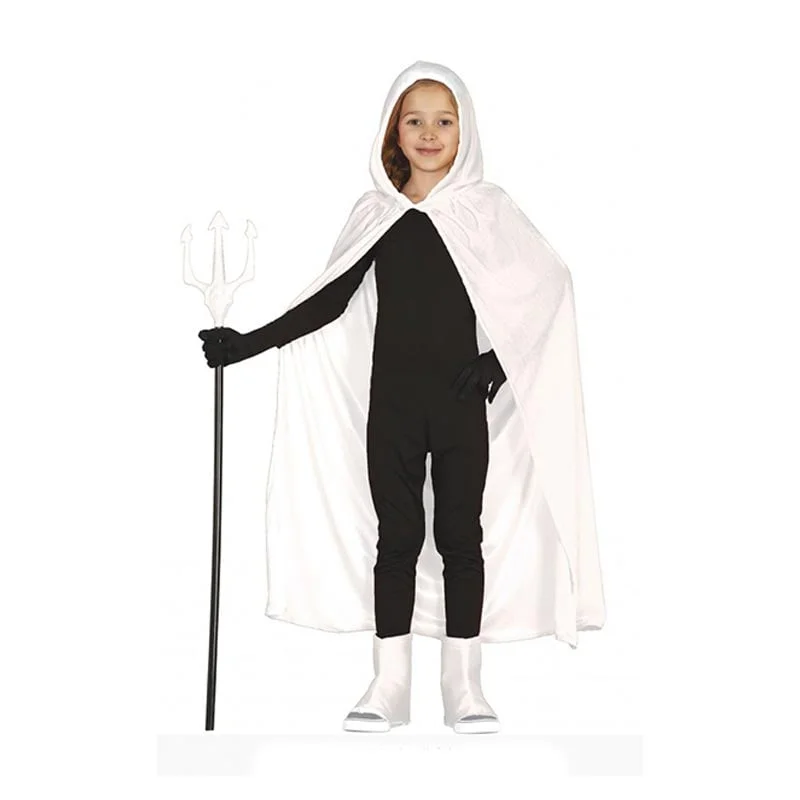 Cape with hood, 100 cm, white