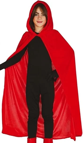 Cape with hood, 100 cm, red