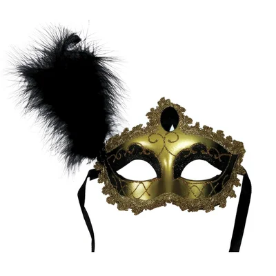 Mask with Feathers, gold-black